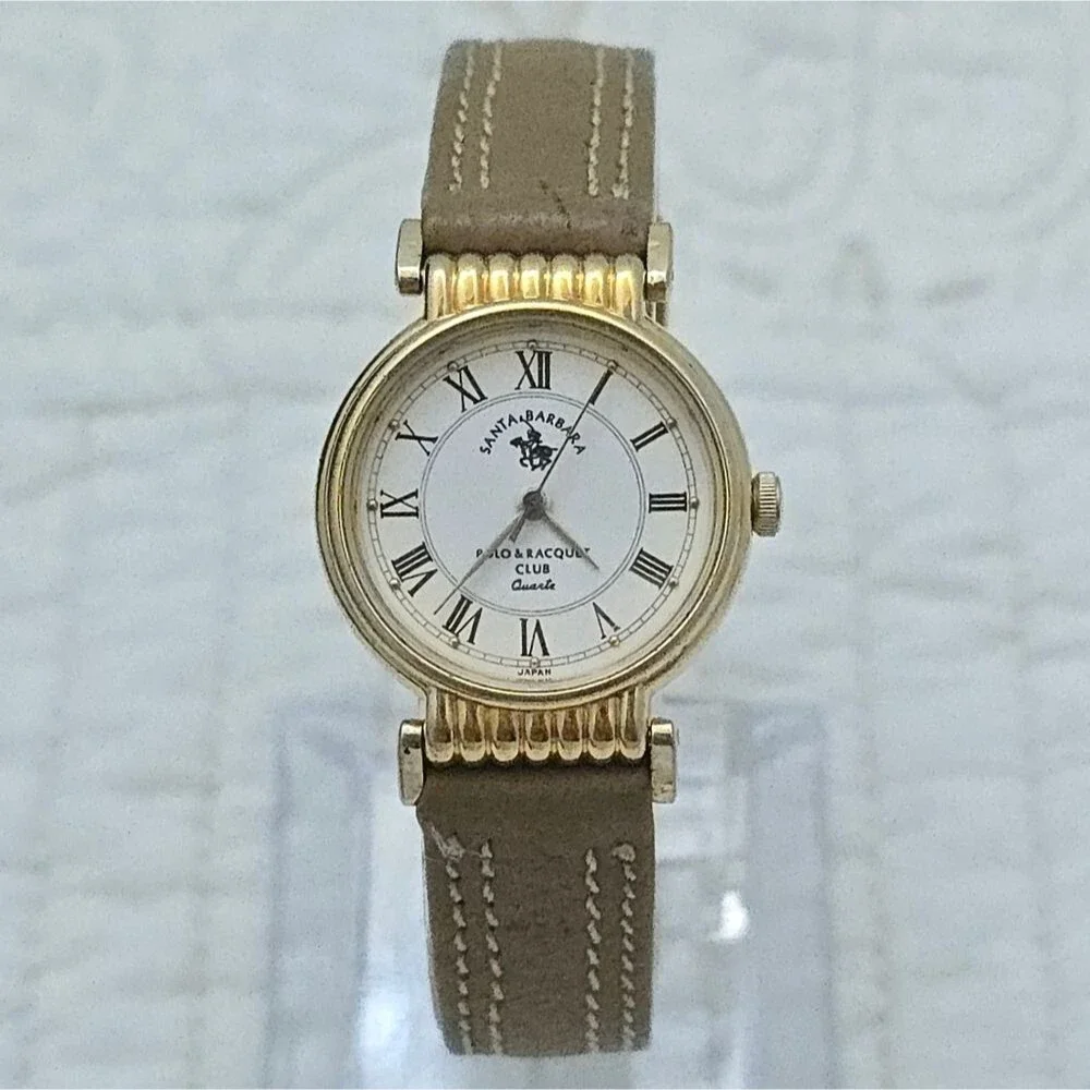 VTG Santa Barbara Polo & Racquet Club Ladies Watch Gold Tone Japan Old Money